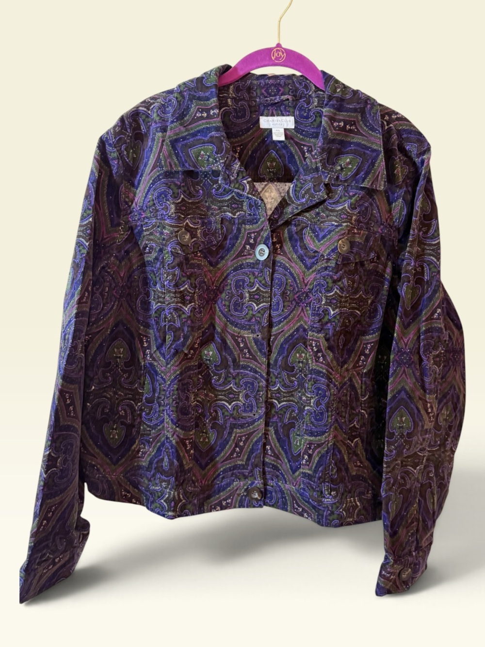 Charter Club Purple Multi Paisley Button-Front Shirt Jacket